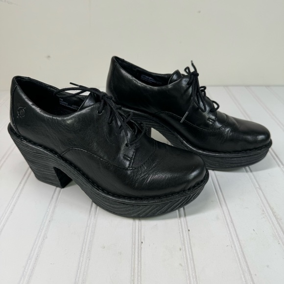 Born Nikolina black leather platform lace up shoes - Picture 5 of 11